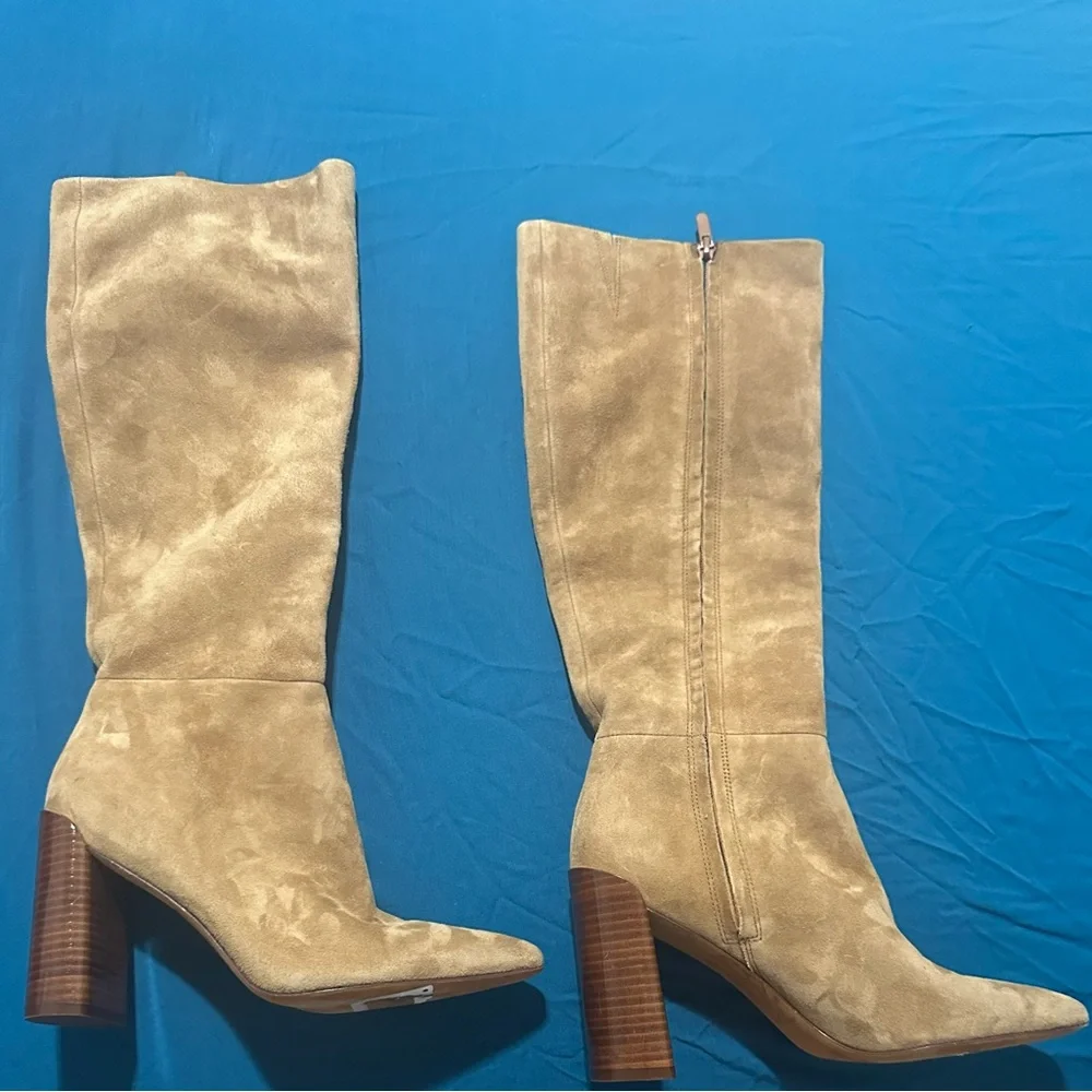 Vince Suede Mid-Calf Pointed Toe Block Heel Boots 7 EU37 Retail $598 - Picture 5 of 8